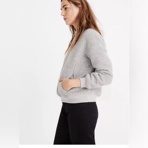 Madewell Polartec Sherpa Crewneck Oversized pullover Gray Sweater Size Large